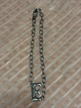 Silver-Tone 'E' Initial Pendant Necklace for Women